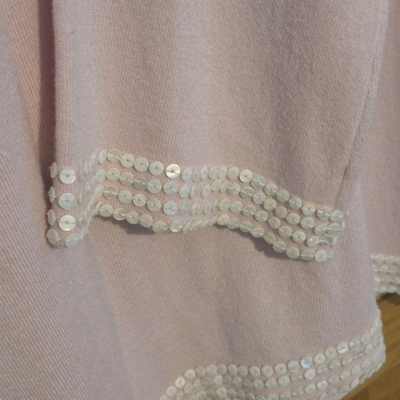 J McLaughlin Sweater Tunic Size Large Pink Sequin Trim - Picture 7 of 12